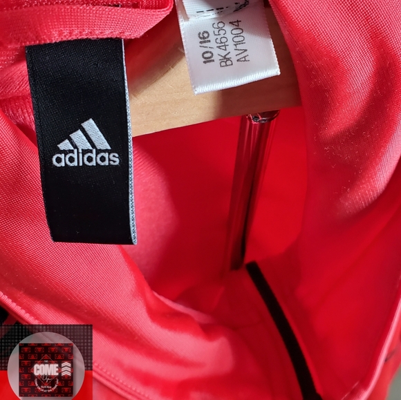 Adidas Red with Black Stripes Tricot Jacket - Picture 3 of 6